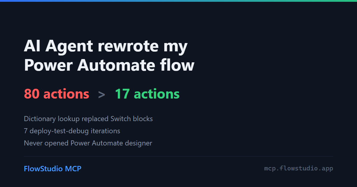AI Agent rewrote my Power Automate flow, 80 actions to 17