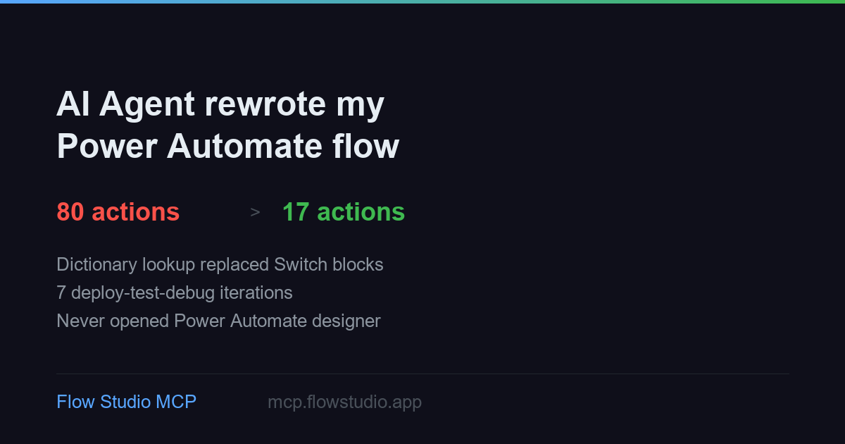 AI Agent rewrote my Power Automate flow, 80 actions to 17