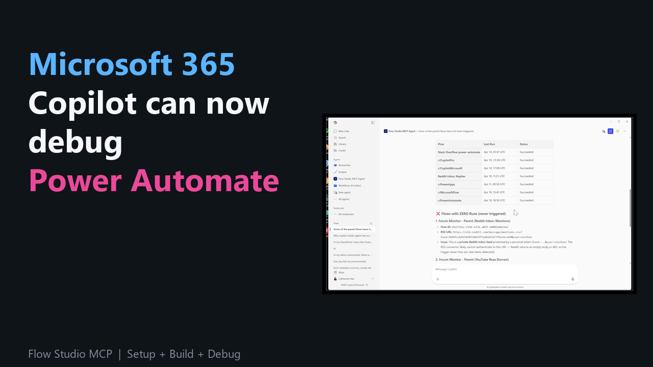 M365 Copilot can debug Power Automate